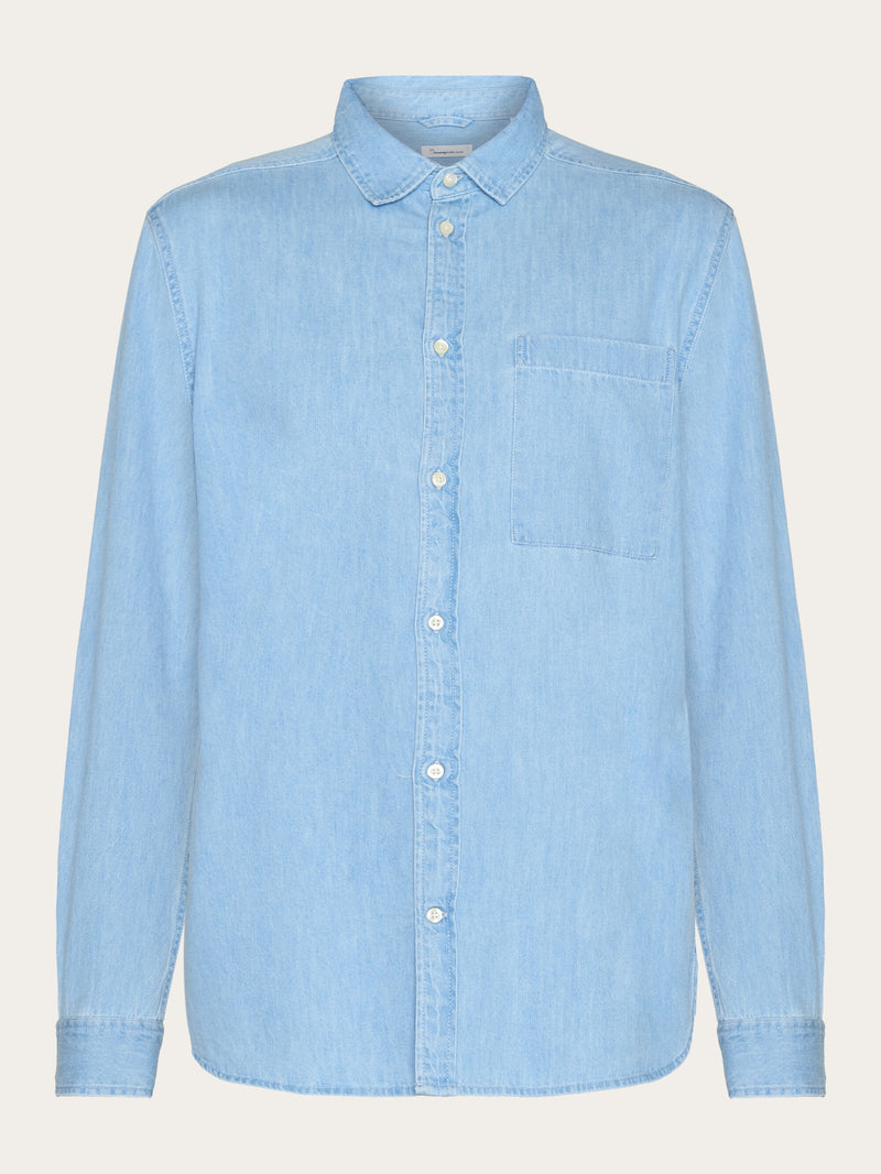 KnowledgeCotton Apparel - MEN Loose shirt - GOTS/Vegan Shirts 3030 Bleached Blue