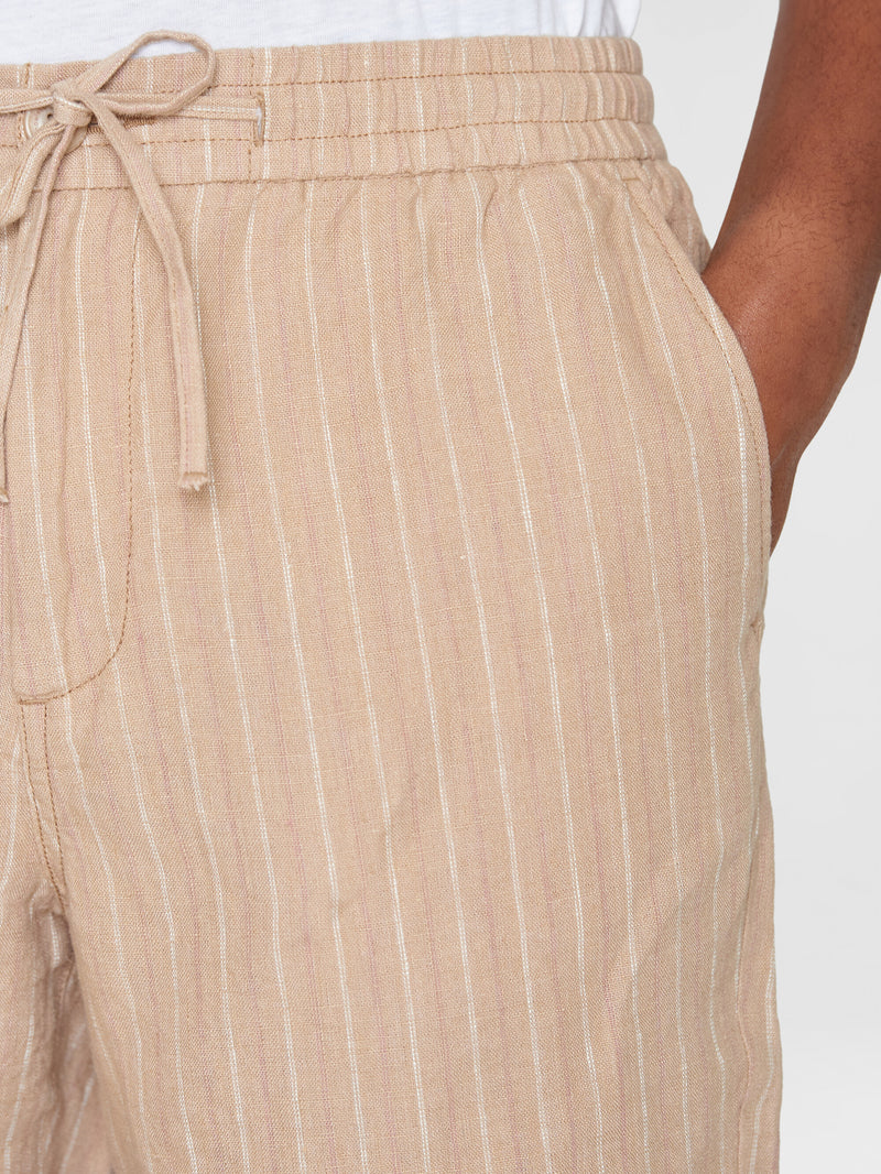 KnowledgeCotton Apparel - MEN Loose striped shorts Shorts 8030 Beige stripe