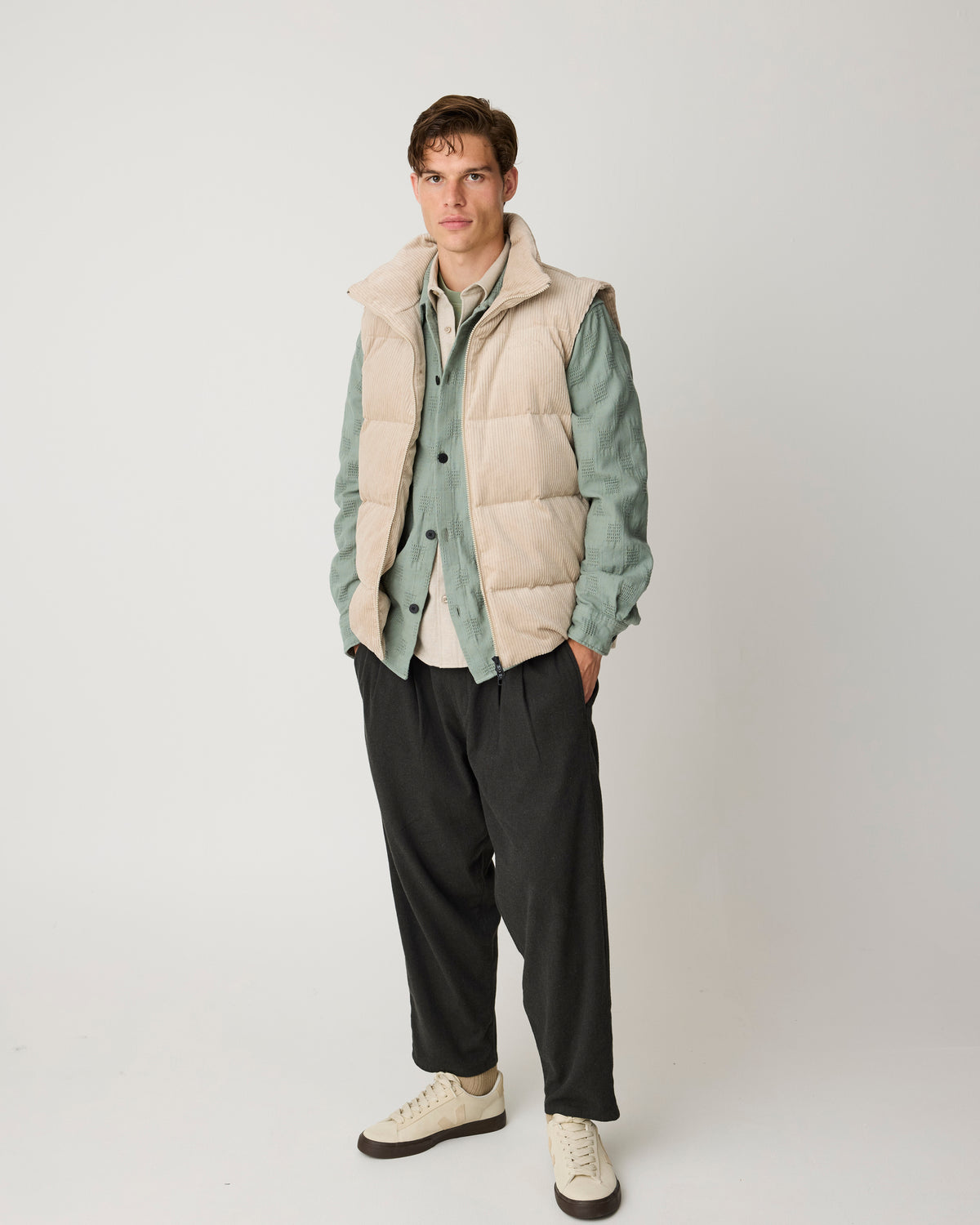 KnowledgeCotton Apparel - MEN Loose structure overshirt Overshirts 1396 Lily Pad