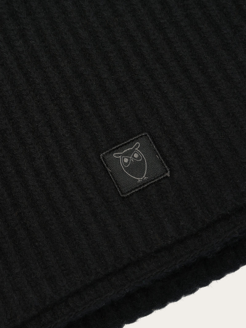 KnowledgeCotton Apparel - UNI Merino Wool Scarf RWS Scarfs 1300 Black Jet