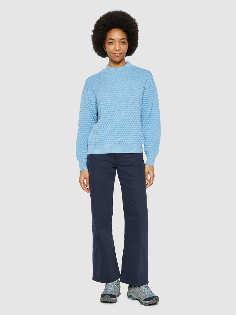 KnowledgeCotton Apparel - WMN Merino bubble crew neck - RWS Knits 1463 Glacier Lake