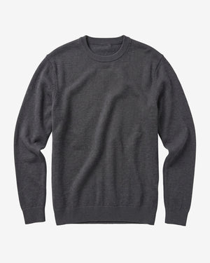 KnowledgeCotton Apparel - MEN Merino crew neck sweater Knits 1073 Dark Grey Melange