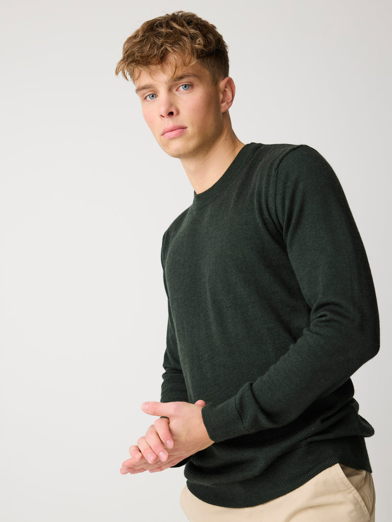 KnowledgeCotton Apparel - MEN Merino crew neck sweater Knits 1090 Forrest Night
