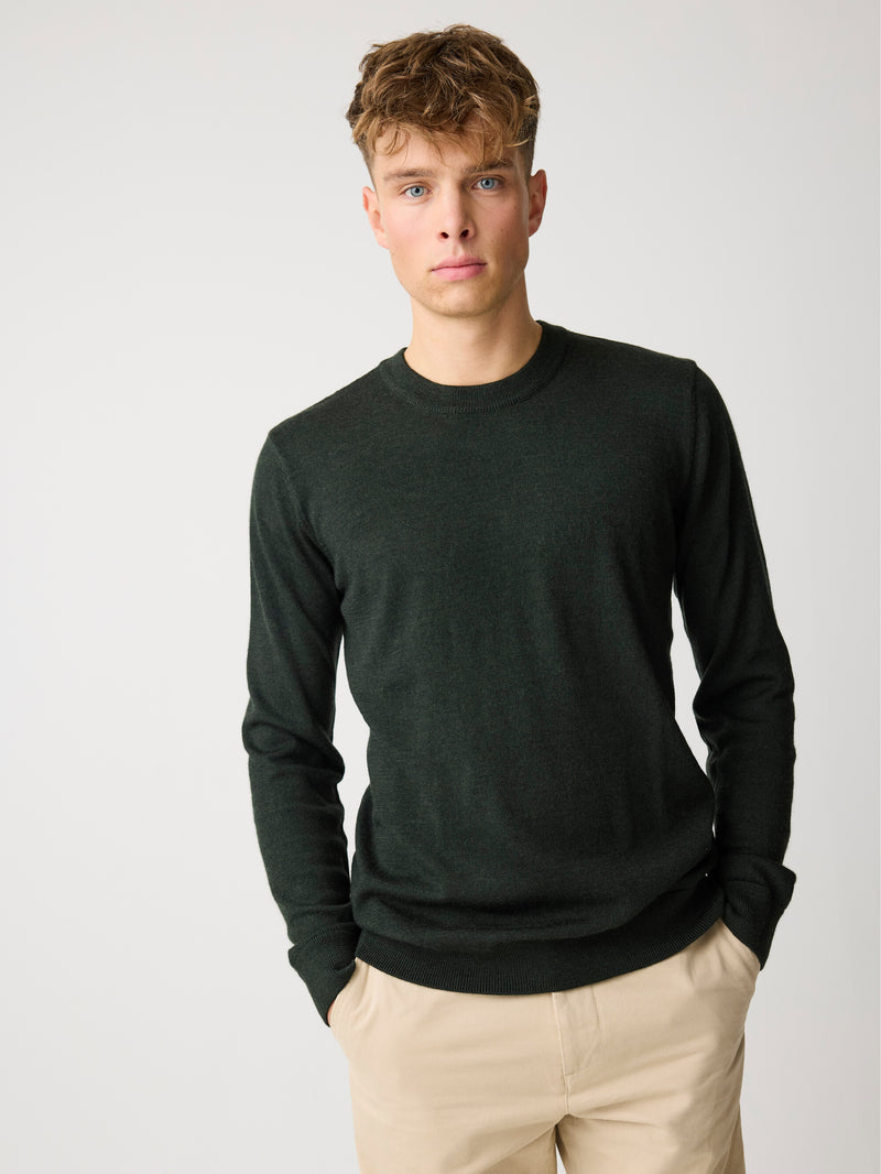 KnowledgeCotton Apparel - MEN Merino crew neck sweater Knits 1090 Forrest Night