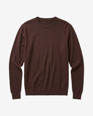 KnowledgeCotton Apparel - MEN Merino crew neck sweater Knits 1487 Chocolate Torte