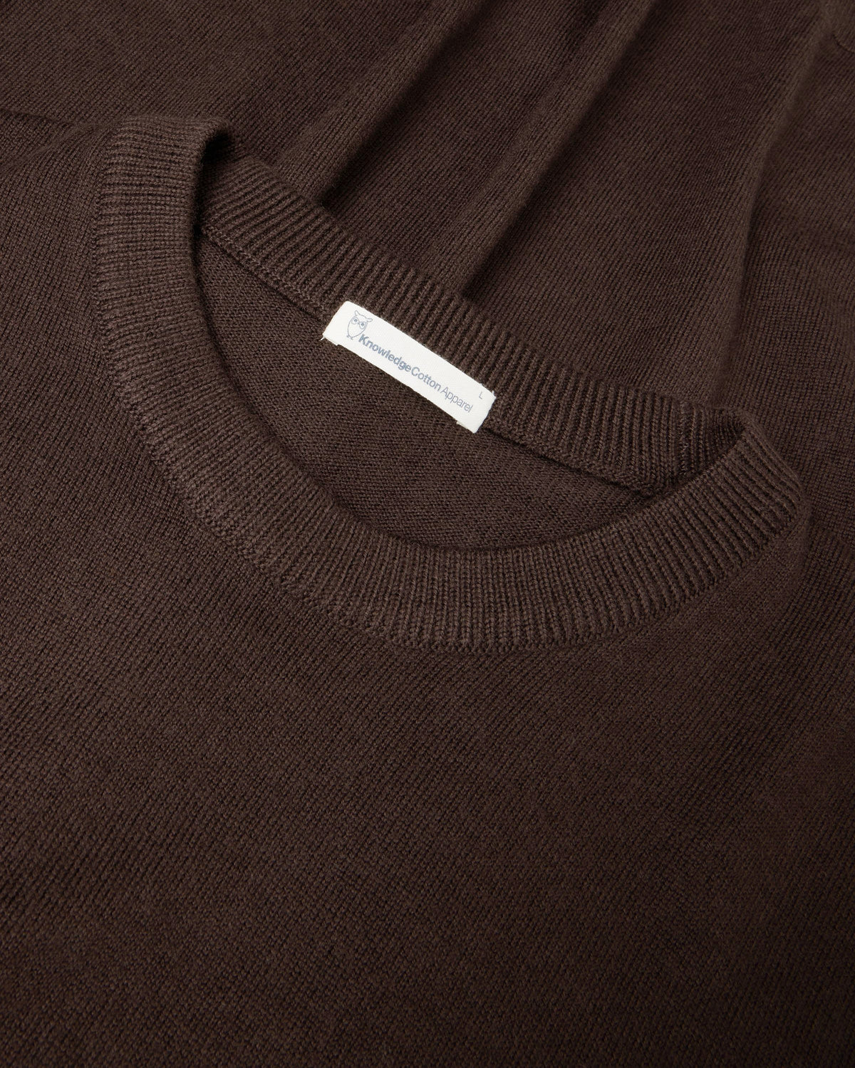 KnowledgeCotton Apparel - MEN Merino crew neck sweater Knits 1487 Chocolate Torte