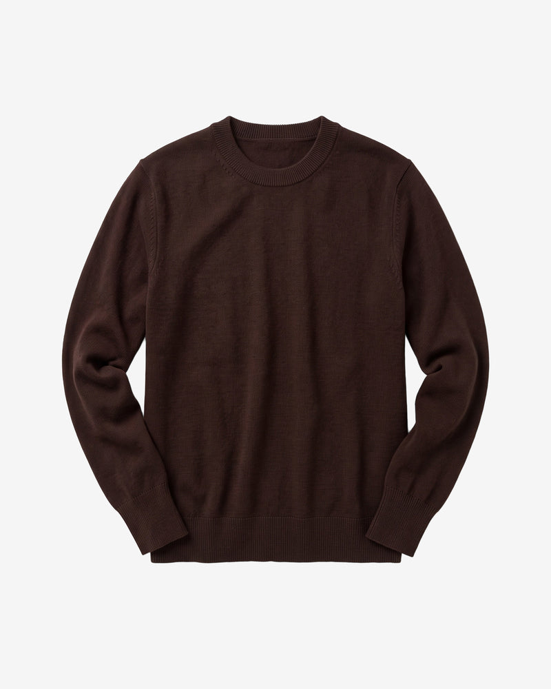 KnowledgeCotton Apparel - WMN Merino crew neck sweater Knits 1487 Chocolate Torte