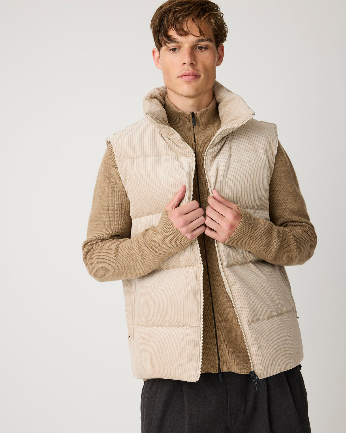 KnowledgeCotton Apparel - MEN Merino full zip sweater Knits 1336 Kelp melange