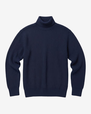 KnowledgeCotton Apparel - WMN Merino high neck sweater Knits 1001 Total Eclipse