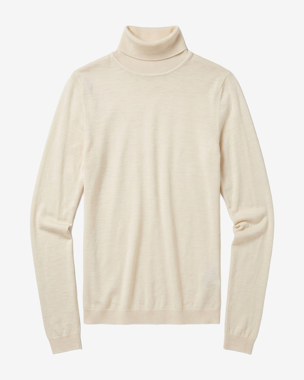 KnowledgeCotton Apparel - WMN Merino rib long sleeve roll-neck Long Sleeves 1387 Egret