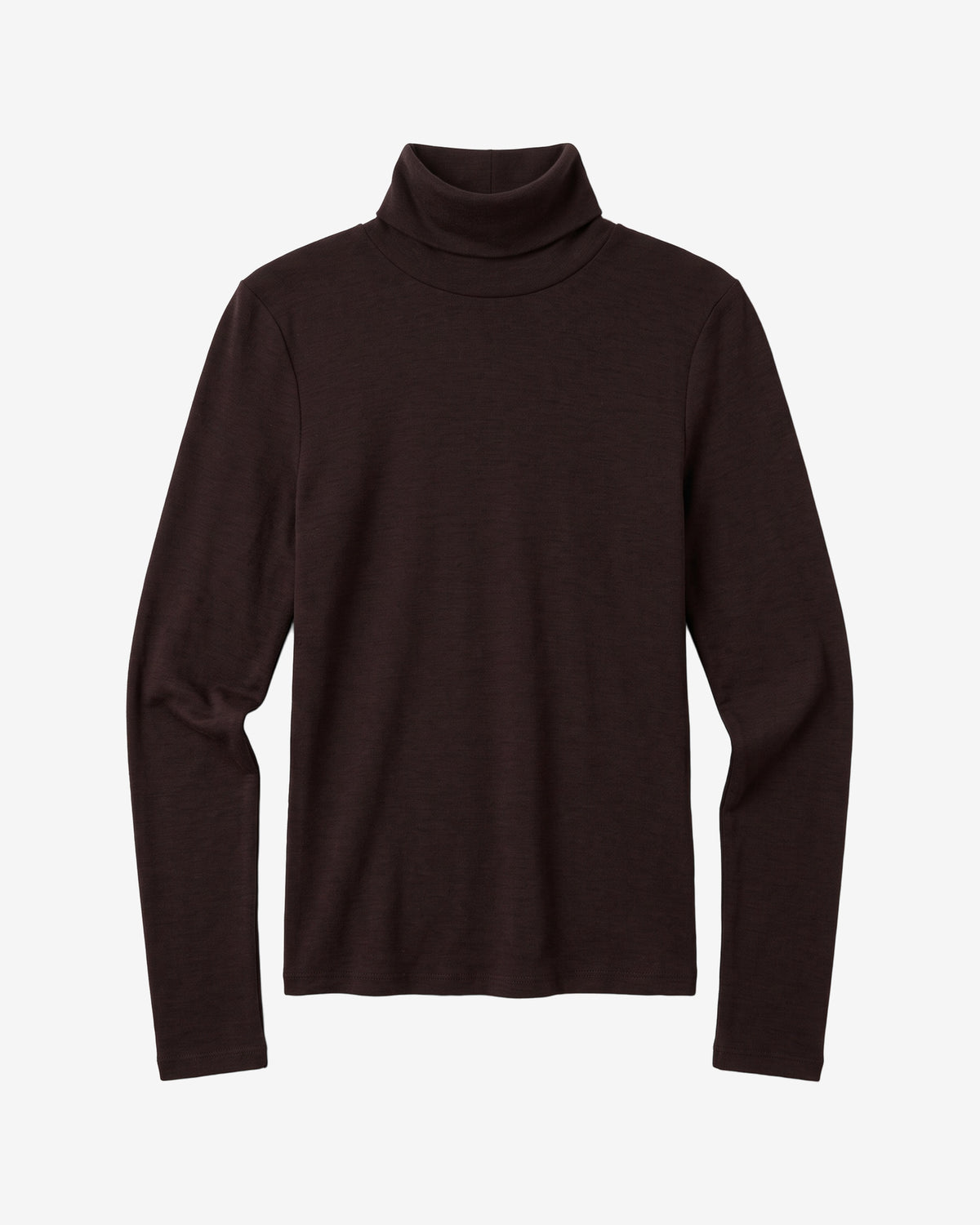 KnowledgeCotton Apparel - WMN Merino rib long sleeve roll-neck Long Sleeves 1487 Chocolate Torte