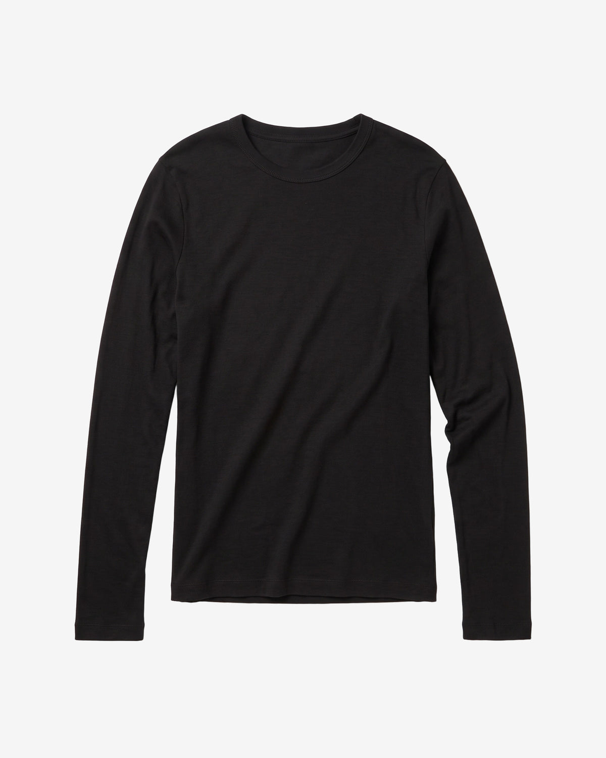 KnowledgeCotton Apparel - WMN Merino rib long sleeve t-shirt Long Sleeves 1300 Black Jet