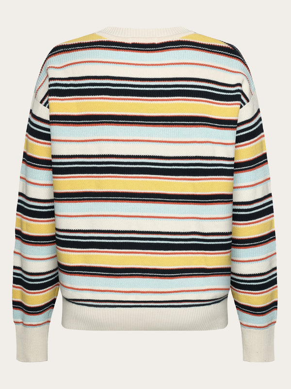 KnowledgeCotton Apparel - MEN Multi stripe structure knit - Regenerative Organic Certified™ - GOTS/Vegan Knits 8032 Multi color stripe