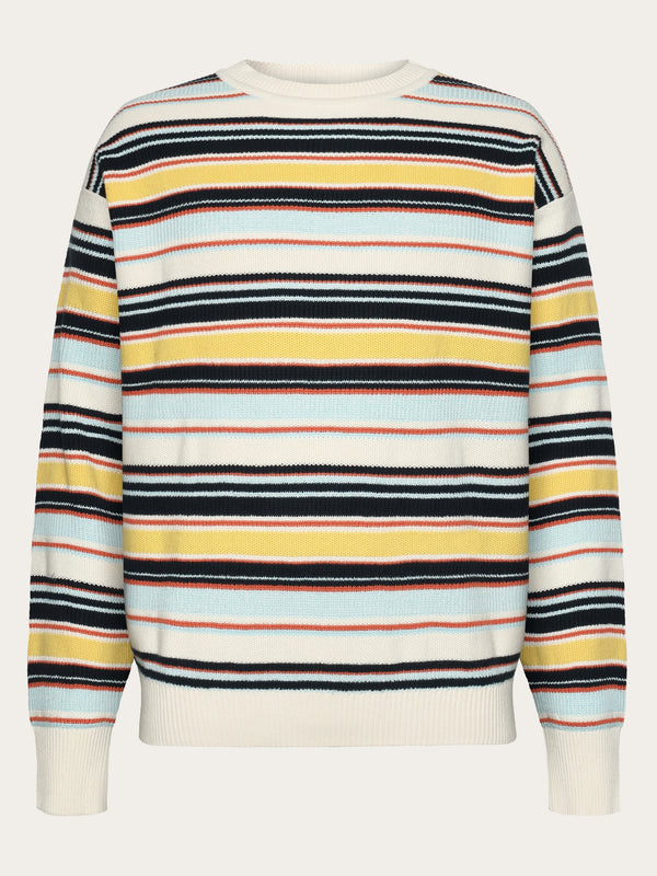 KnowledgeCotton Apparel - MEN Multi stripe structure knit - Regenerative Organic Certified™ - GOTS/Vegan Knits 8032 Multi color stripe