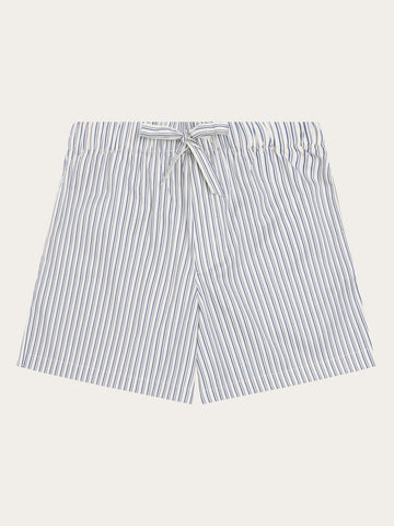 KnowledgeCotton Apparel - WMN Nova relaxed satin shorts Shorts 8021 Blue stripe