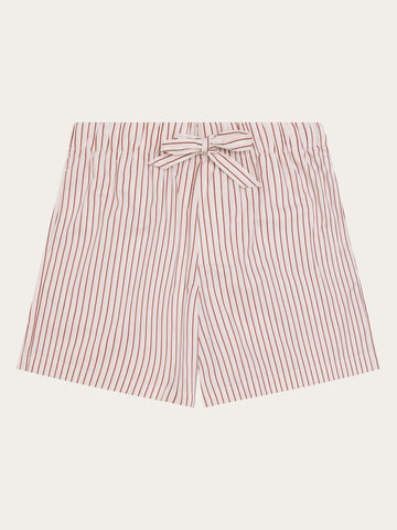 KnowledgeCotton Apparel - WMN Nova relaxed satin shorts Shorts 8025 Red Stripe