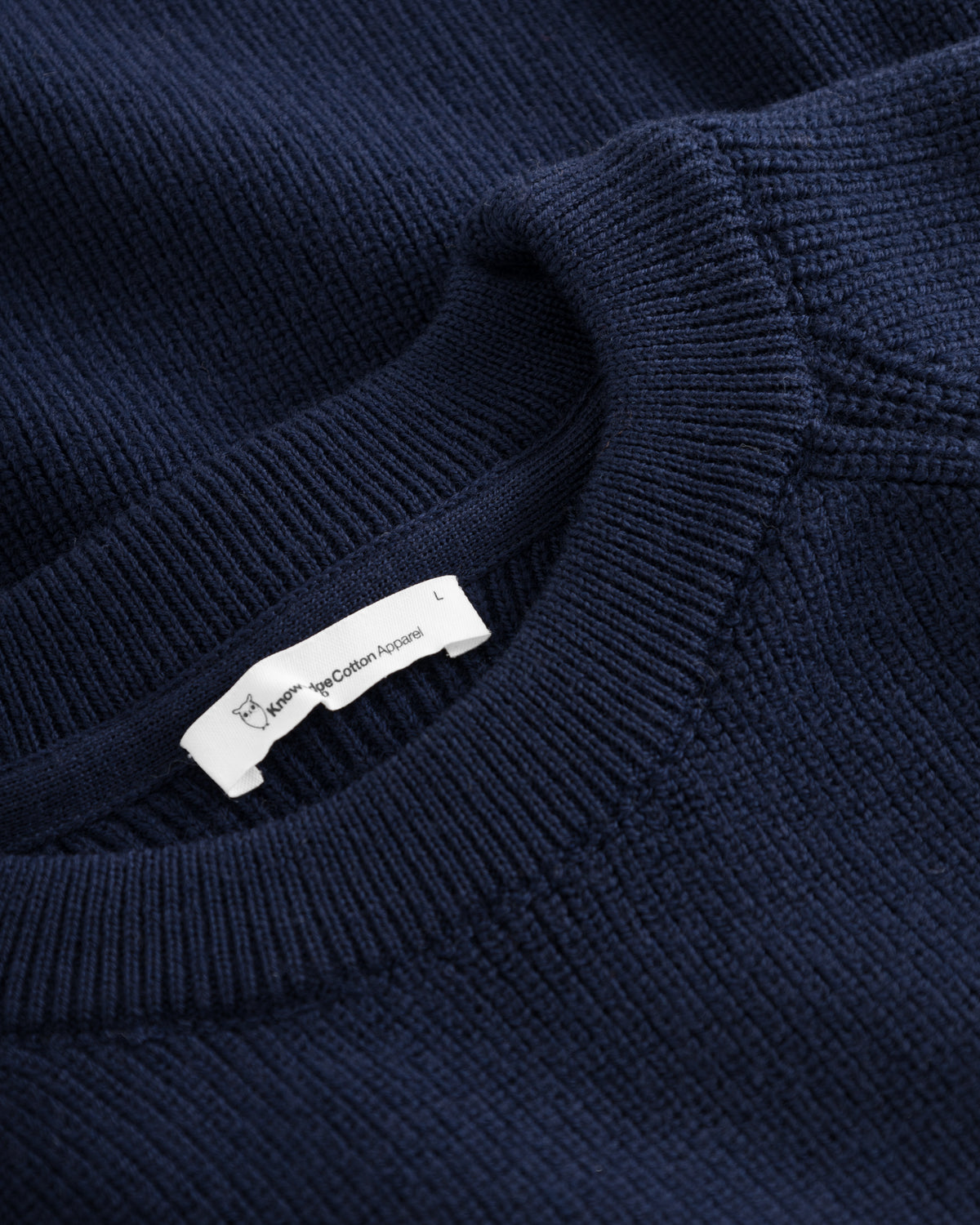 KnowledgeCotton Apparel - MEN O-neck merino wool rib knit Knits 1001 Total Eclipse