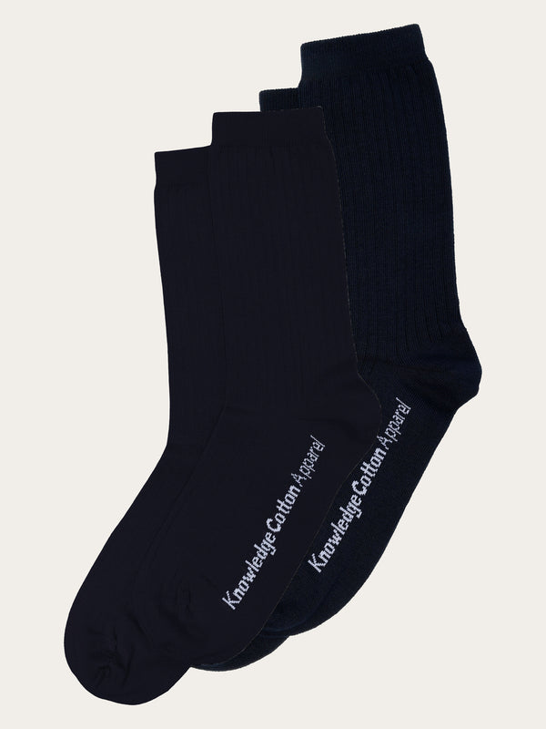 KnowledgeCotton Apparel - UNI Organic Cotton 2-Pack Classic Sock GOTS/Vegan Socks 1001 Total Eclipse