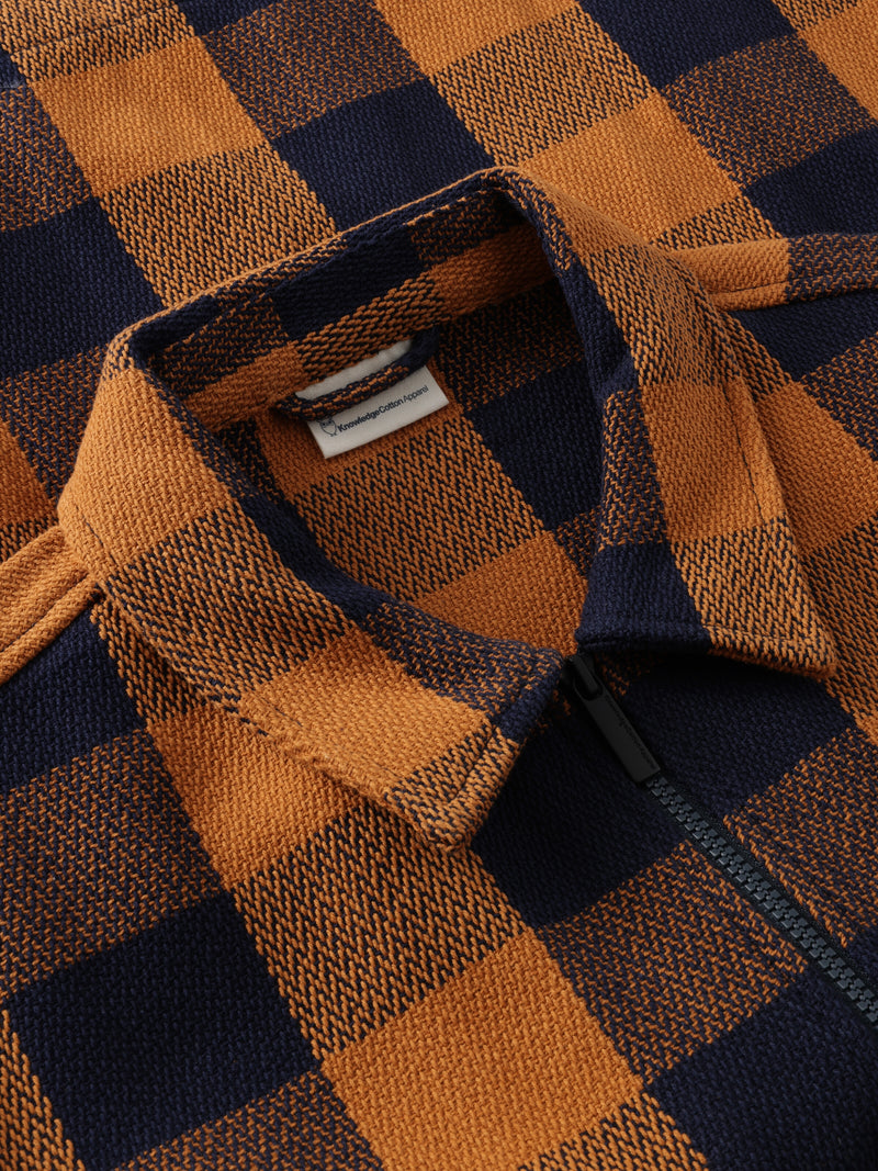 KnowledgeCotton Apparel - MEN Organic Cotton Checked Flannel Overshirt GOTS Overshirts 7036 Navy check
