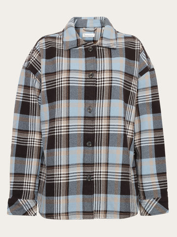 KnowledgeCotton Apparel - WMN Organic Cotton Checked Flannel Overshirt GOTS Overshirts 7026 Brown check