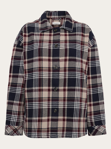 KnowledgeCotton Apparel - WMN Organic Cotton Checked Flannel Overshirt GOTS Overshirts 7030 Beige check