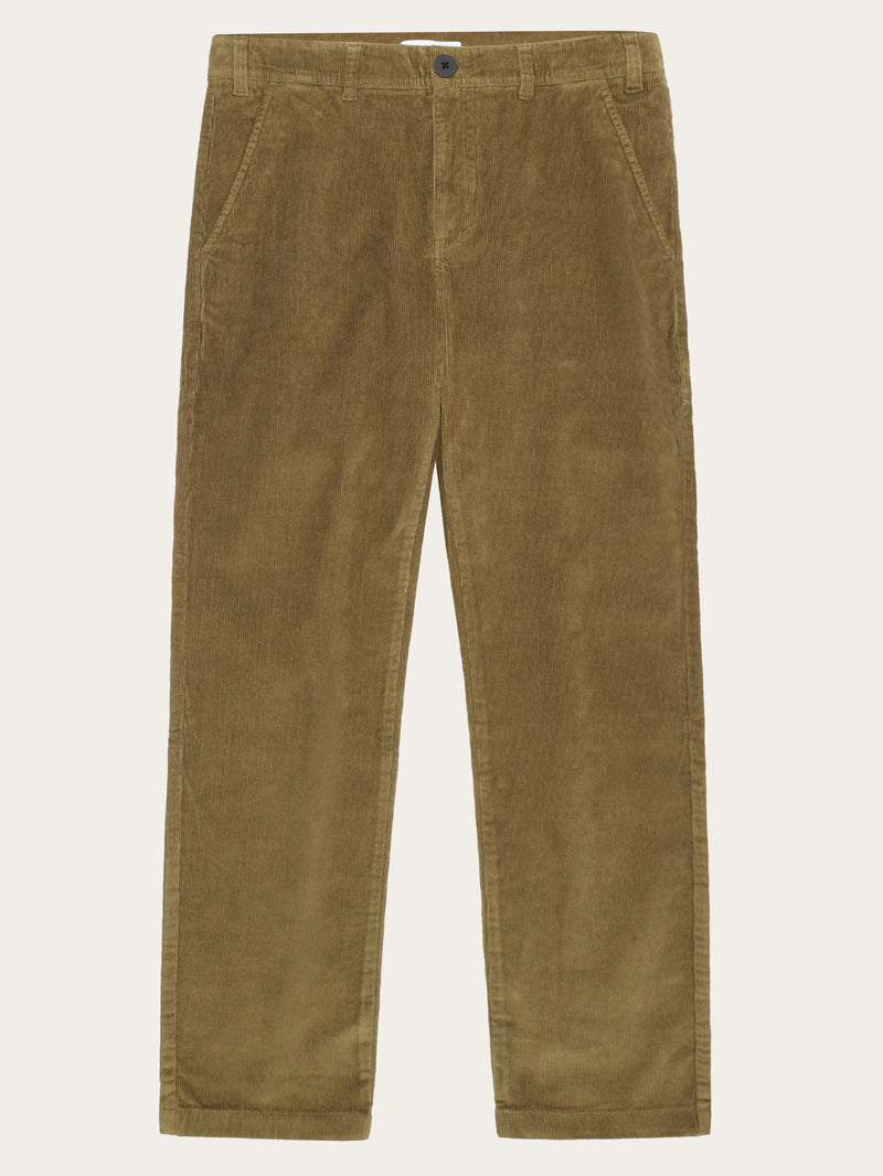 KnowledgeCotton Apparel - MEN Organic Cotton Chuck Corduroy Pants GOTS Pants 1100 Dark Olive