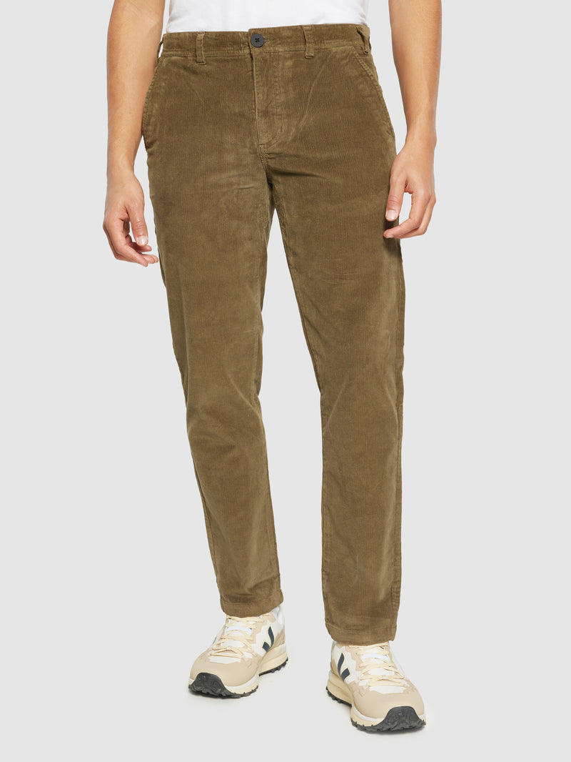 KnowledgeCotton Apparel - MEN Organic Cotton Chuck Corduroy Pants GOTS Pants 1100 Dark Olive