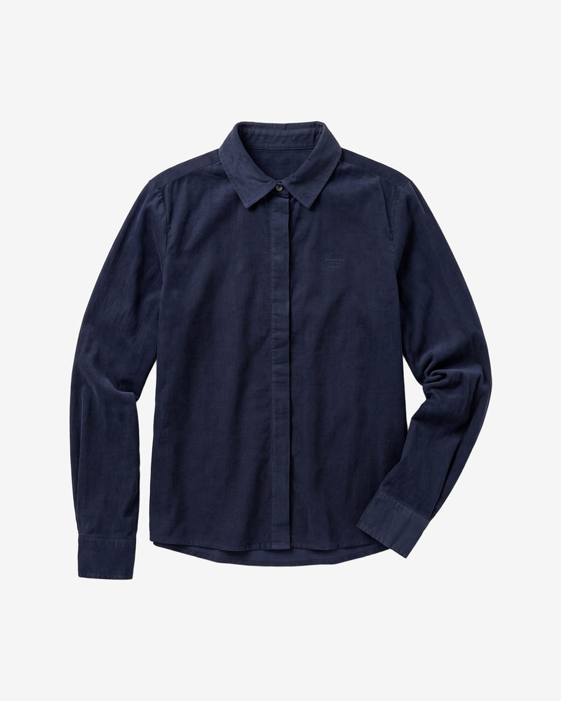 KnowledgeCotton Apparel - WMN Organic Cotton Corduroy Shirt GOTS Shirts 1001 Total Eclipse