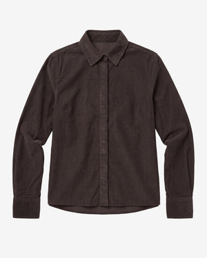 KnowledgeCotton Apparel - WMN Organic Cotton Corduroy Shirt GOTS Shirts 1487 Chocolate Torte