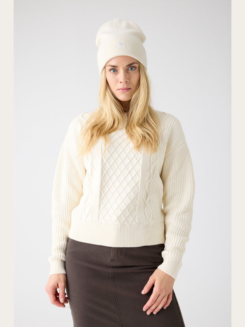 KnowledgeCotton Apparel - WMN Organic Cotton Crew Neck - Regenerative Organic Certified™ - GOTS/Vegan Knits 1387 Egret