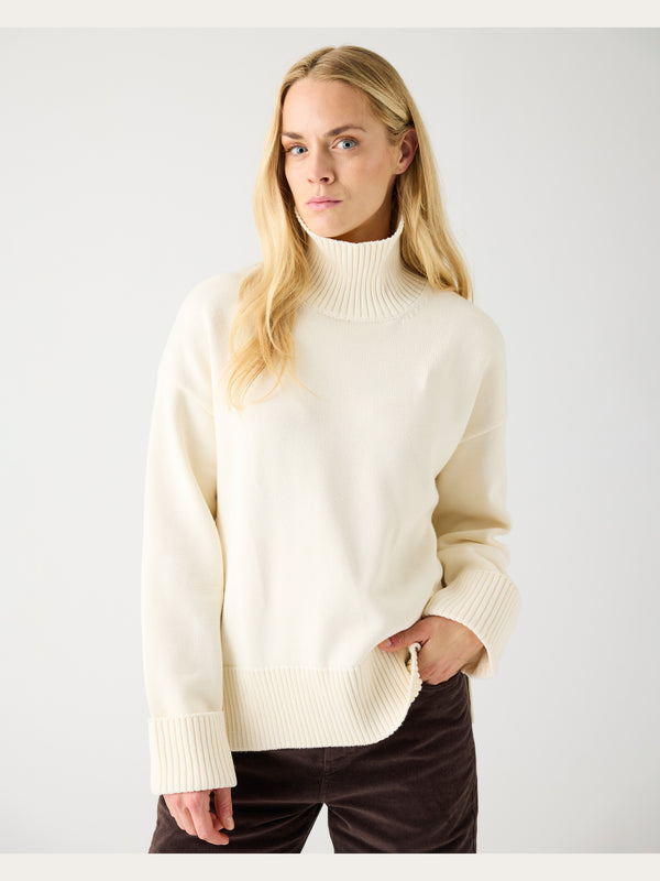 KnowledgeCotton Apparel - WMN Organic Cotton Crew Neck - Regenerative Organic Certified™ - GOTS/Vegan Knits 1387 Egret