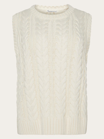 KnowledgeCotton Apparel - WMN Organic Cotton Crew Neck Vest - Regenerative Organic Certified™ - GOTS/Vegan Knits 1387 Egret