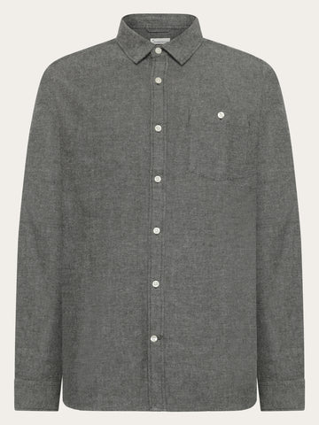 KnowledgeCotton Apparel - MEN Organic Cotton Fishbone Flannel Shirt GOTS Shirts 1090 Forrest Night