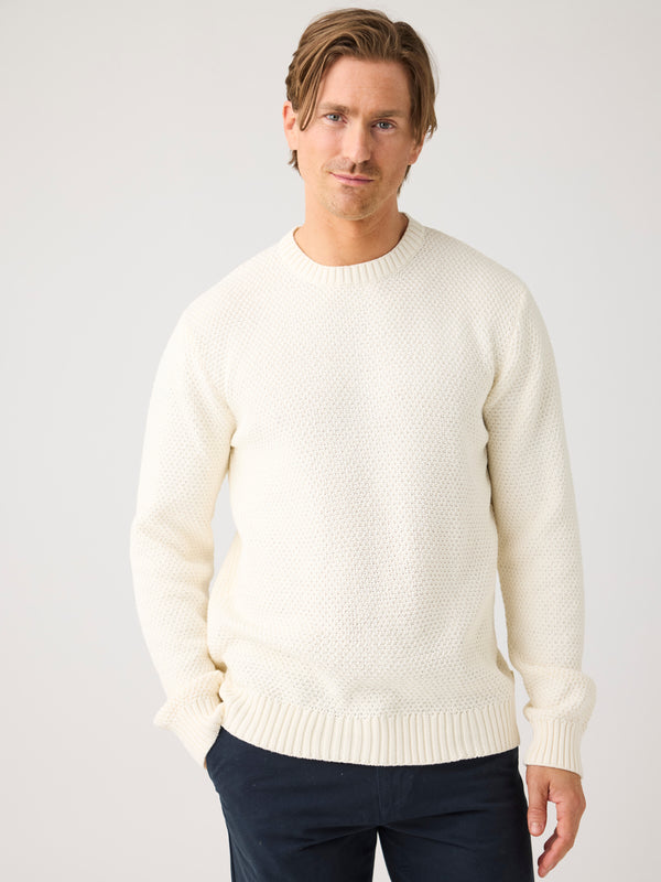 KnowledgeCotton Apparel - MEN Organic Cotton crew neck knit - GOTS/Vegan Knits 1387 Egret