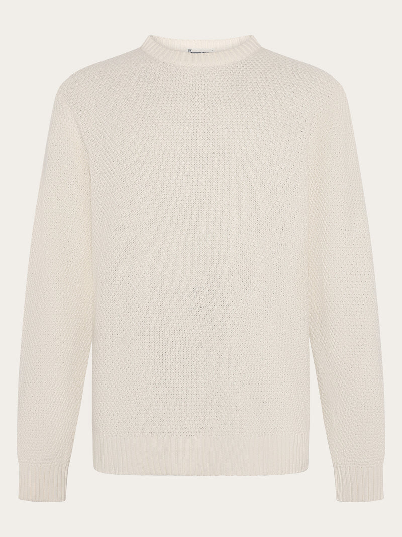 KnowledgeCotton Apparel - MEN Organic Cotton crew neck knit - GOTS/Vegan Knits 1387 Egret