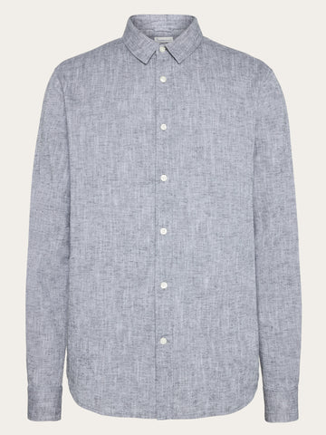 KnowledgeCotton Apparel - MEN Organic Linen Structured Shirt GOTS/Vegan Shirts 1300 Black Jet