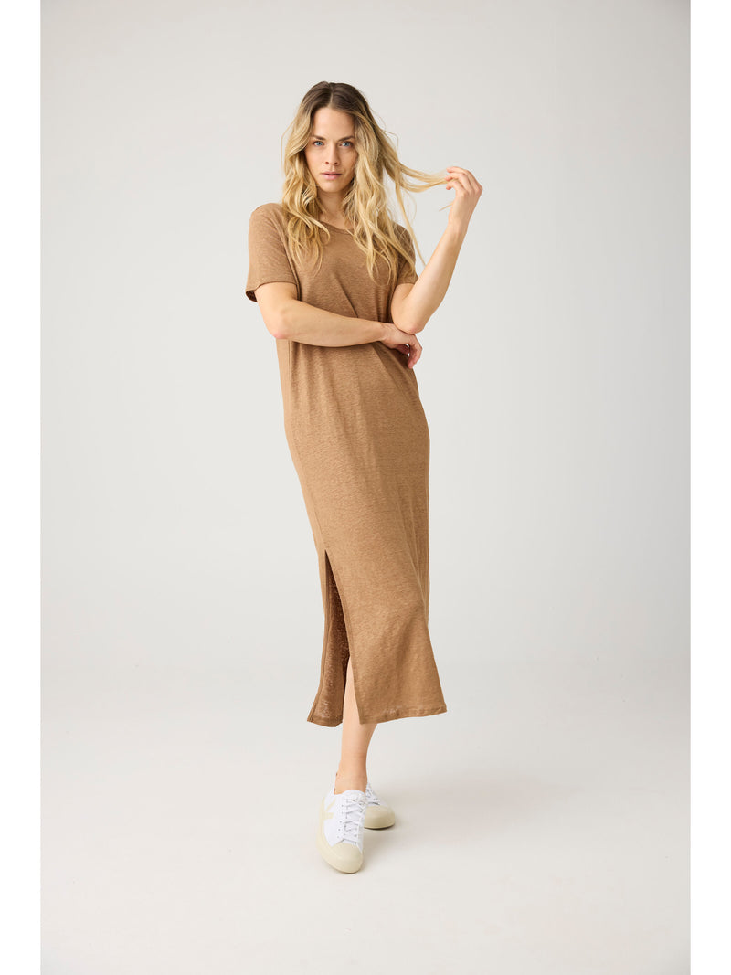 KnowledgeCotton Apparel - WMN Organic Linen T-Shirt Dress GOTS/Vegan Dresses 1019 Tuffet