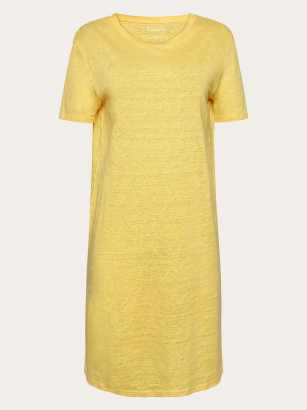 KnowledgeCotton Apparel - WMN Organic Linen T-Shirt Dress GOTS/Vegan Dresses 1482 Yarrow