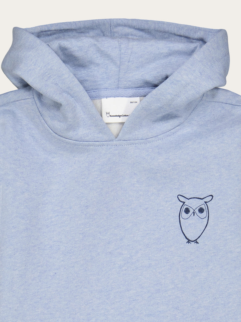 KnowledgeCotton Apparel - YOUNG Owl chest print hood sweat Sweats 1259 Sky way melange
