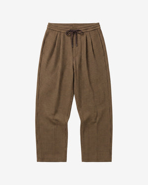 KnowledgeCotton Apparel - MEN Ozone relaxed houndtooth pant Pants 7035 Dark Brown check