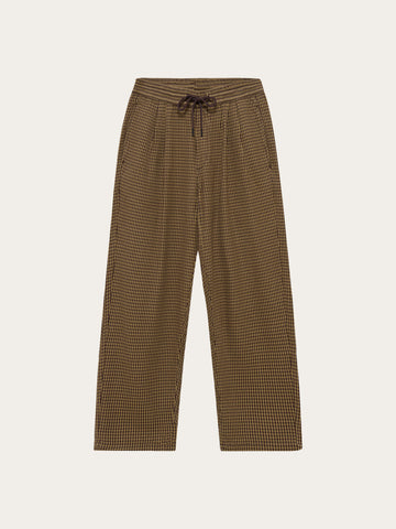 KnowledgeCotton Apparel - MEN Ozone relaxed houndtooth pant Pants 7035 Dark Brown check