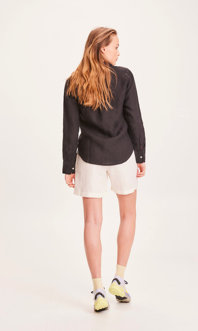 KnowledgeCotton Apparel - WMN POSEY linen mix elastic waist shorts Shorts 1348 Buttercream