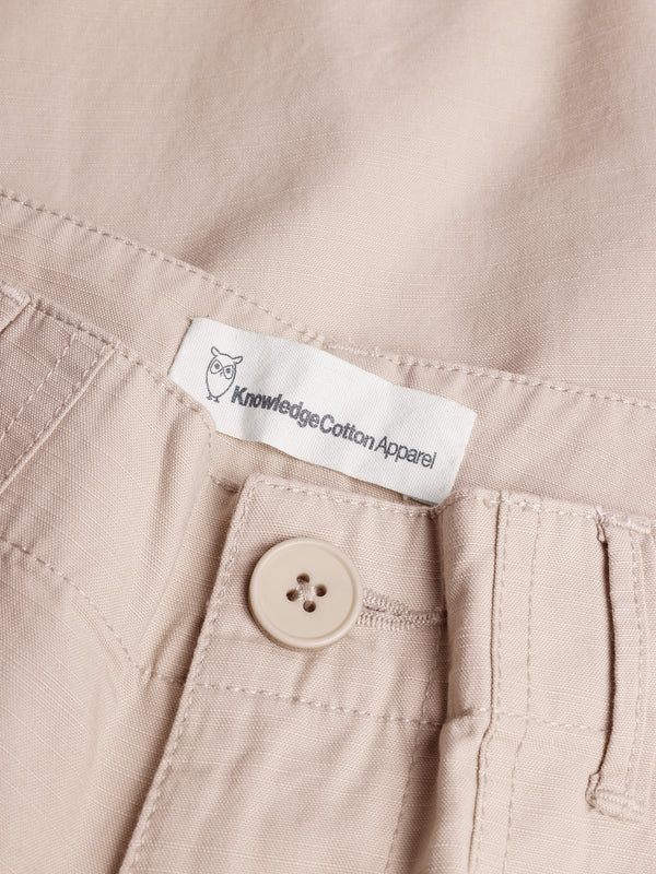 KnowledgeCotton Apparel - WMN POSEY mid-rise wide slub yarn cropped pants GOTS/Vegan Pants 1228 Light feather gray