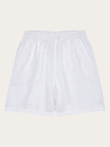 KnowledgeCotton Apparel - WMN POSEY wide mid-rise linen shorts - GOTS/Vegan Shorts 1010 Bright White