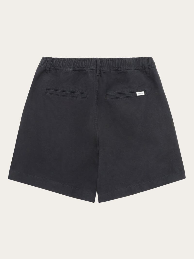 KnowledgeCotton Apparel - WMN POSEY wide mid-rise twill shorts - GOTS/Vegan Shorts 1300 Black Jet