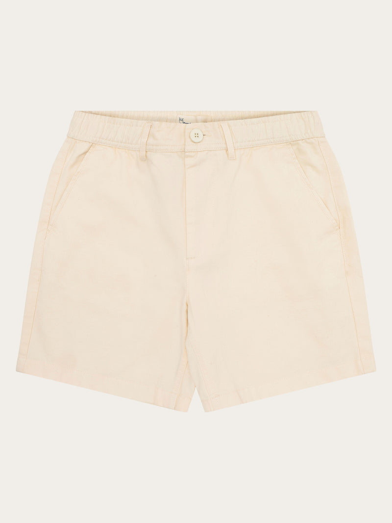 KnowledgeCotton Apparel - WMN POSEY wide mid-rise twill shorts - GOTS/Vegan Shorts 1387 Egret