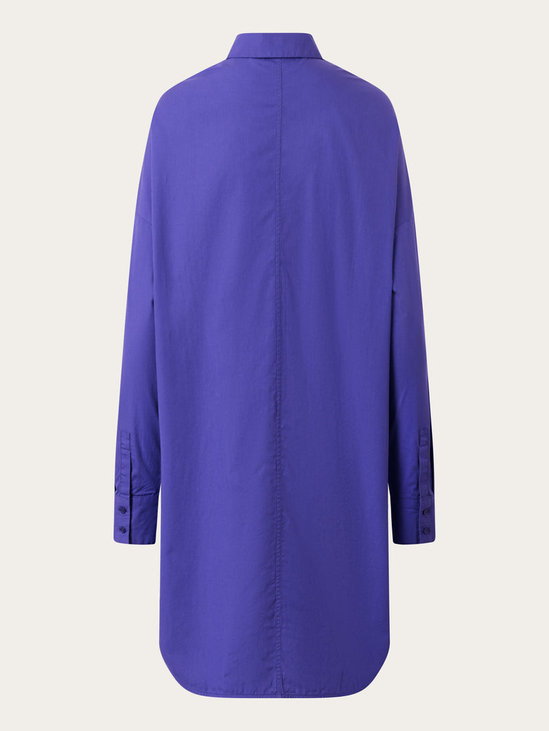 KnowledgeCotton Apparel - WMN Poplin dropped shoulder shirt dress Dresses 1416 Deep Purple