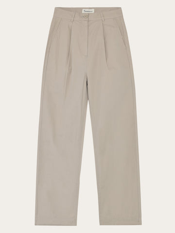 KnowledgeCotton Apparel - WMN Poplin pleat pants Pants 1228 Light feather gray