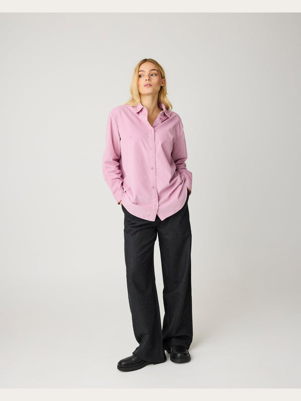 KnowledgeCotton Apparel - WMN Posey wide wool pants Pants 1073 Dark Grey Melange