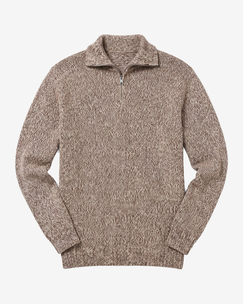 KnowledgeCotton Apparel - MEN Quater zip sweater Knits 5003 Brown multi